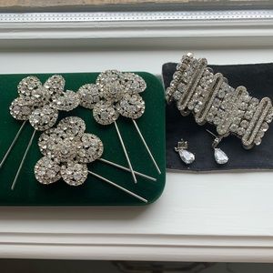 Swarovski bracelet, earrings and hair combs